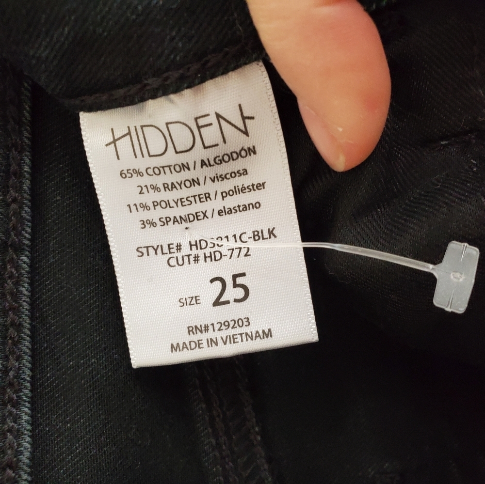 NWT HIDDEN [HAPPI] BLACK CROPPED FLARE Size 25 Button Fly - Picture 9 of 9